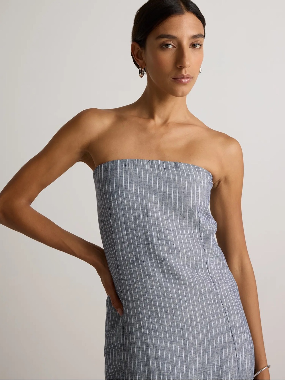 100% European Linen Strapless Maxi Dress - Picture 3 of 11